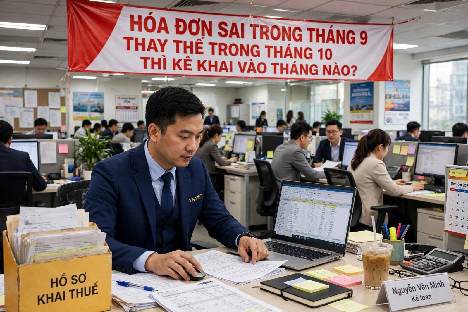 Hóa đơn sai tháng 9 thay thế trong tháng 10 thì kê khai vào tháng nào?